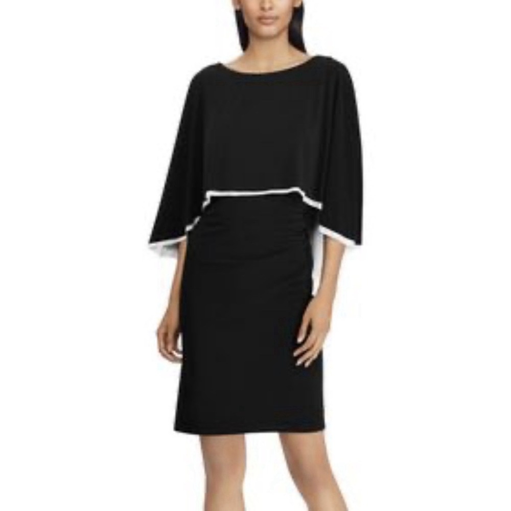 Lauren Ralph Lauren Jersey Cape Dress Women's Size 14 Elegant Classy Career‎